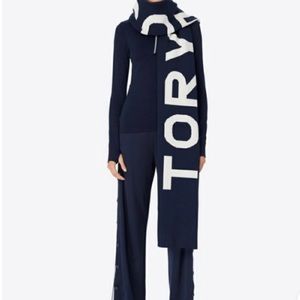 100% Authentic Tory Burch oversized Banner Logo Scarf